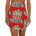 Popcorn Print Pencil Skirt — Retro Popcorn Graphic Women's Mid-Waist Skirt