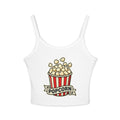 Popcorn Graphic Crop Tank — Women's Spaghetti Strap Movie Night Top